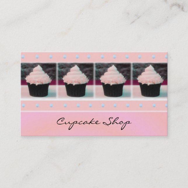 Cartes de visite roses et Brown de petit gâteau (Devant)