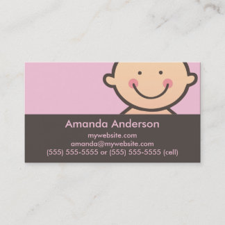 Cartes de visite roses et Brown de visage de bébé