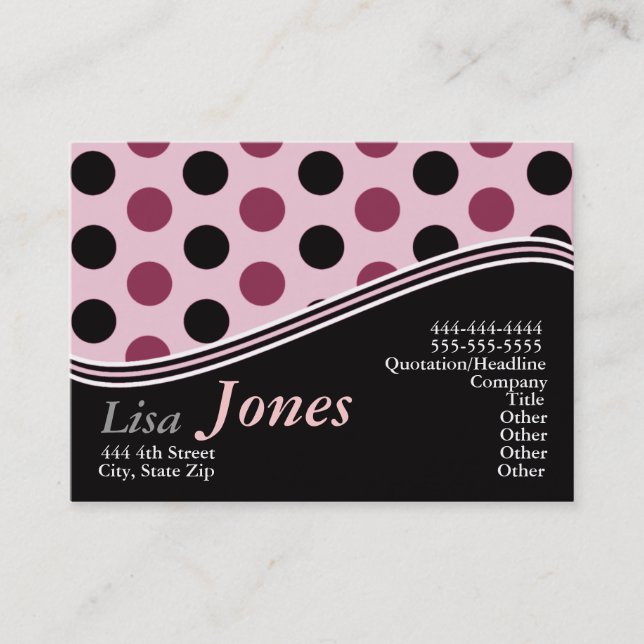 Cartes de visite roses et noirs de monogramme (Devant)