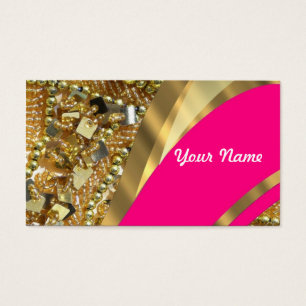 Cartes De Visite Roses indien et or bling
