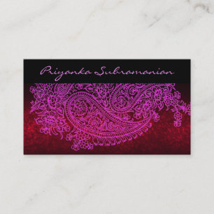 Cartes de visite roses modernes de l'Inde Paisley