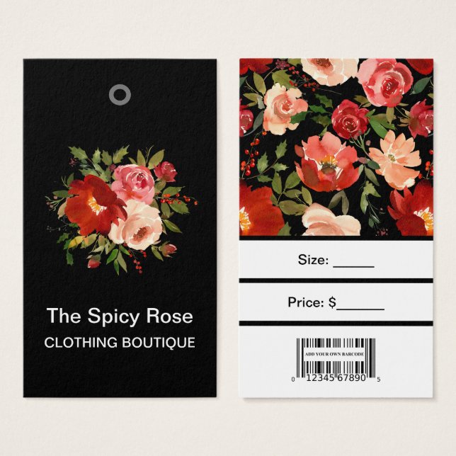 Cartes De Visite Roses personnalisés avec des étiquettes de prix de (Devant & derrière)