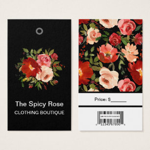 Cartes De Visite Roses personnalisés avec des étiquettes de prix de