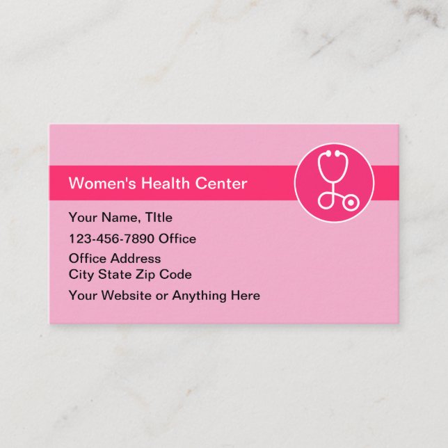 Cartes de visite roses pour la santé des femmes (Devant)