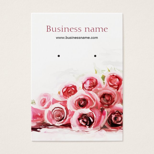 Cartes De Visite Roses roses roses Peinture Arrière - plan Earring  (Devant)