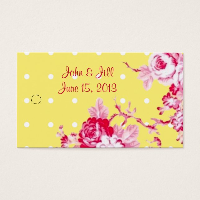 Cartes De Visite Roses Roses Roses Sur Mariage Jaune Faveur Hang Ba (Devant)