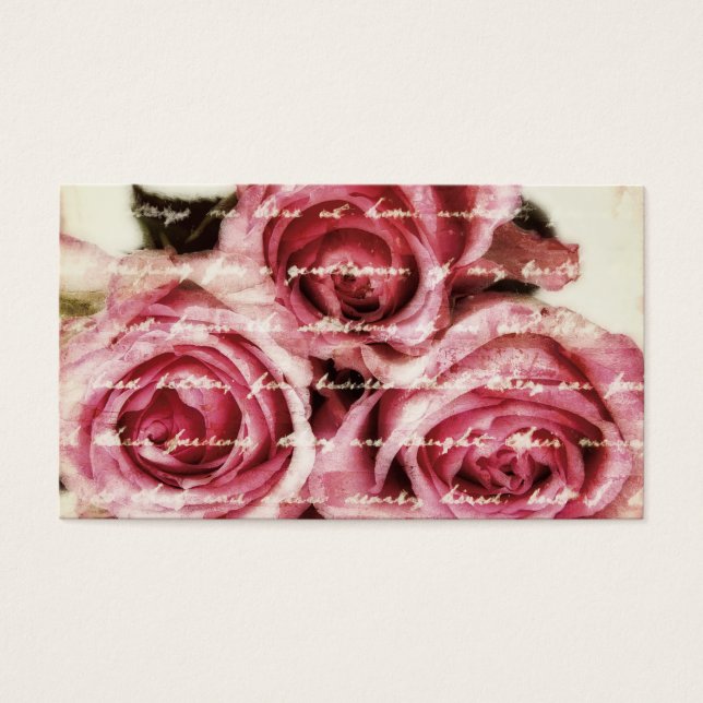 Cartes De Visite Roses roses vintages (Devant)