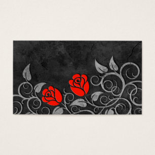 Cartes De Visite Roses rouges en pierre foncés de tourbillonnement