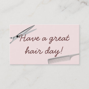 Cartes de visite roses simples simples de coiffeur