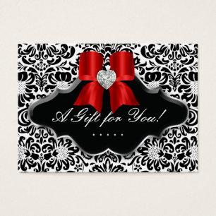 Cartes De Visite Rouge floral Silv de damassé d'arc de