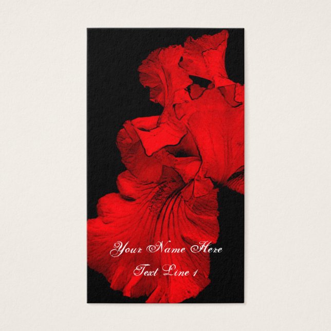Cartes De Visite Rouge Hot Iris Flower Art (Devant)