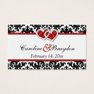 Cartes De Visite Rouge Noir Blanc Damas Rejoint Coeurs Favoriser Ba