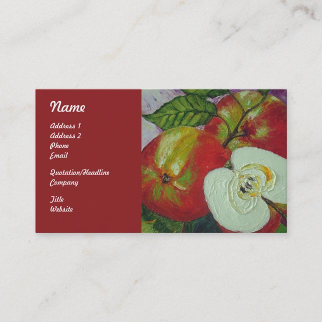 Cartes de visite rouges de fruit de pommes de (Devant)