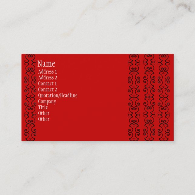 Cartes de visite rouges et noirs (Devant)