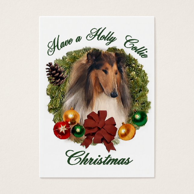 Cartes De Visite Rough Collie Cadeaux de Noël (Devant)