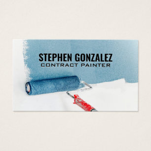Cartes De Visite Rouleau de peinture Mur bleu peint