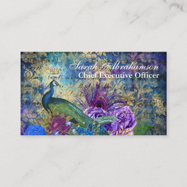 Cartes de visite royales belles paon paons (Devant)