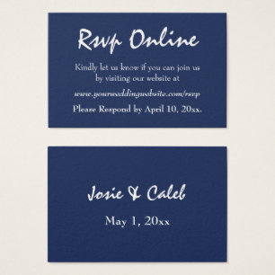 Cartes De Visite RSVP de mariage en ligne, texte blanc modifiable s
