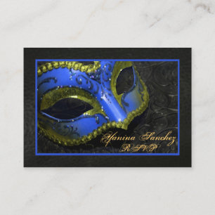 Cartes de visite RSVP Masquerade bleue