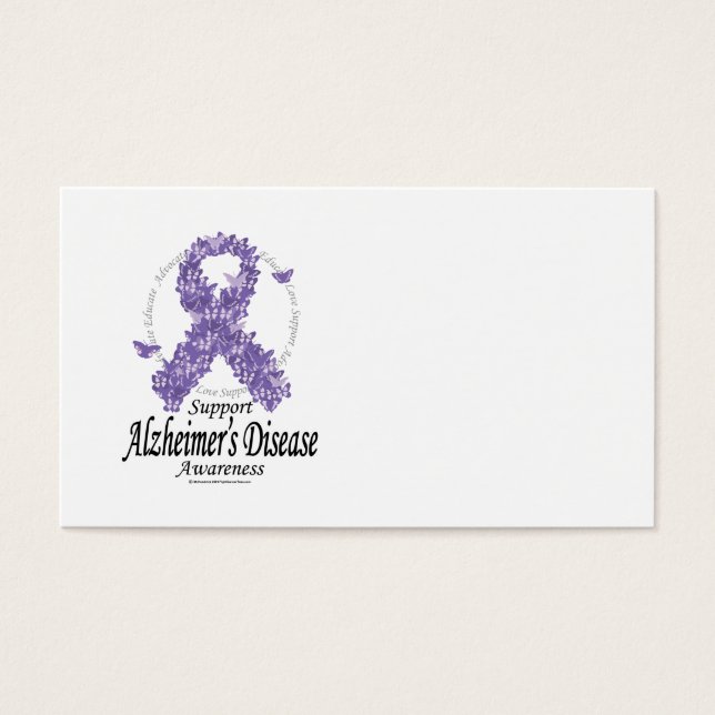 Cartes De Visite Ruban d'Alzheimer des papillons (Devant)