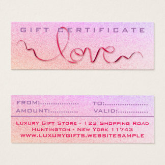 Cartes De Visite Ruban rose et Parties scintillant amour étincelle