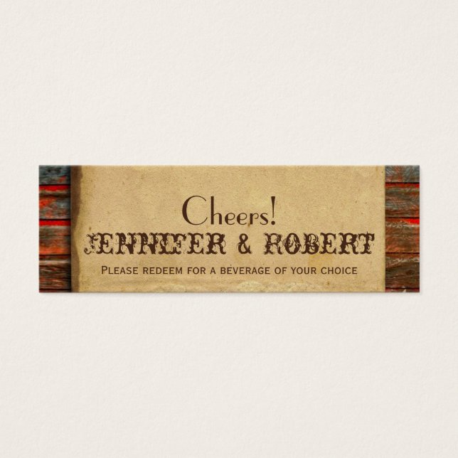 Cartes De Visite Rustic Barn Mariage Bois Boire Billets (Devant)
