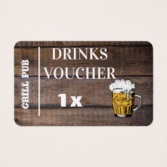 Cartes De Visite Rustic Barn Wedding Party Free Drinks Voucher Card (Devant)