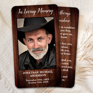 Cartes De Visite Rustic Country Memorial Photo Funeral Prayer Card