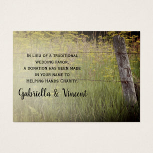 Cartes De Visite Rustic Fence Post Mariage campagnard Charity Favor