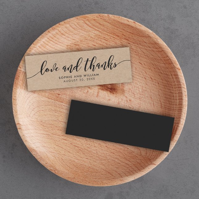 Cartes De Visite Rustic Kraft Relax Script Mariage Amour et Merci (Créateur téléchargé)