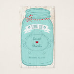 Cartes De Visite Rustic Mason Jar sur l'écorce Mariage illustré<br><div class="desc">Cette suite de faire-part de mariage rustique dispose d'un bocal en maçon bleu menthe dessiné à la main sur un arrière - plan en écorce d'arbre. Le type à lettres, le motif en vichy au fond et un tag attaché à la ficelle de boulangerie rouge et blanche en font un...</div>