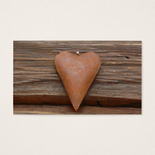 Cartes De Visite Rustic Old Heart on Log Cabin Wood