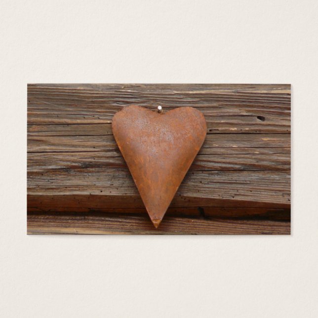 Cartes De Visite Rustic Old Heart on Log Cabin Wood (Devant)