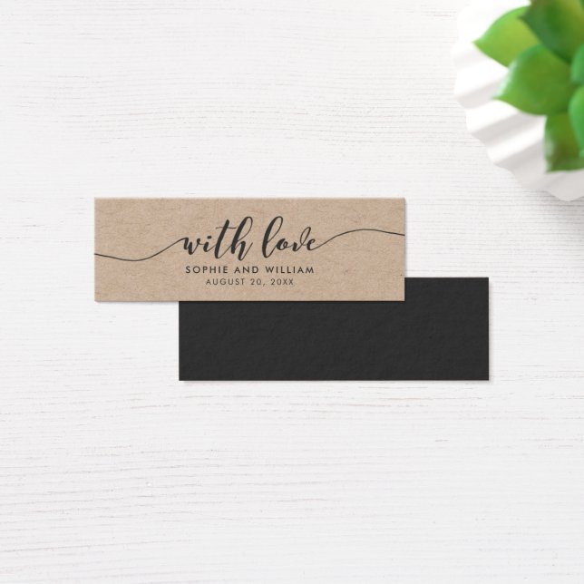 Cartes De Visite Rustique Kraft Relax Script Mariage Avec Amour (Bureau)