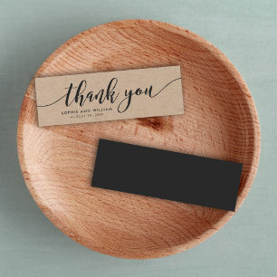 Cartes De Visite Rustique Kraft Script de relaxation Mariage Merci