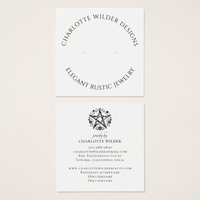 Cartes De Visite Rustique Pagan Wiccan Pentacle Bijoux oreille (Devant & derrière)