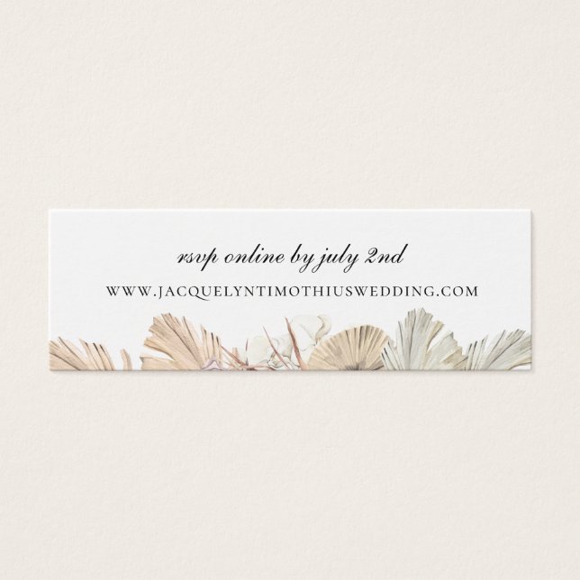 Cartes De Visite Rustique Palm Frond Mariage site web RSVP (Devant)