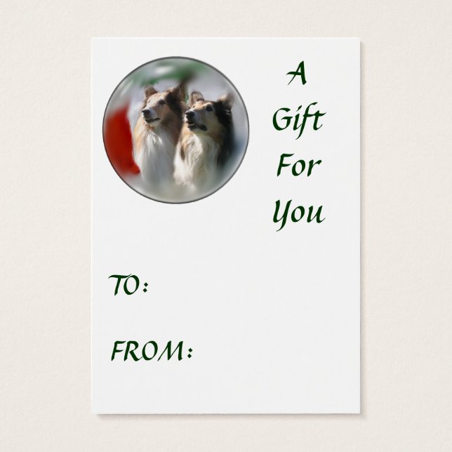 Cartes De Visite Sable Rough Collie Cadeaux de Noël (Dos)