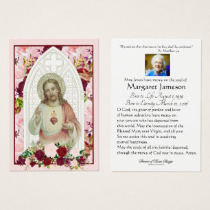 Cartes De Visite Sacré-Coeur de Jésus Fleurs catholiques