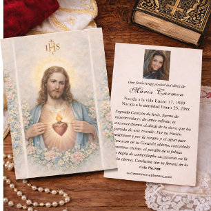 Cartes De Visite Sacré-Cœur de Jésus Prière funèbre espagnole
