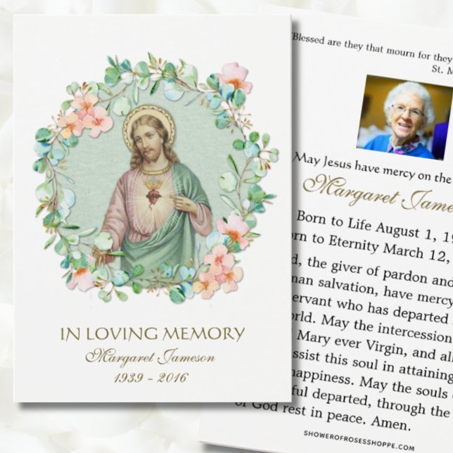 Cartes De Visite Sacré Coeur Jésus Mémorial catholique des funérail (Créateur téléchargé)