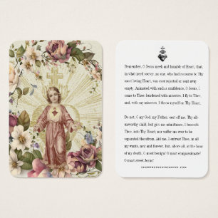 Cartes De Visite Sacré-Coeur Jésus Prière du Mémorial catholique