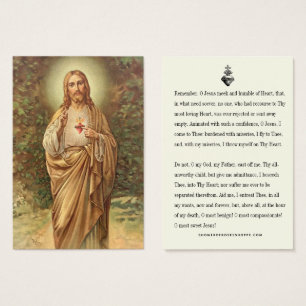 Cartes De Visite Sacré-Coeur Jésus Prière du Mémorial catholique