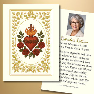 Cartes De Visite Sacré-Coeur Rose funérailles mémorial de conservat