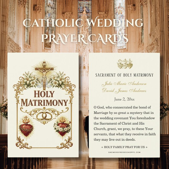 Cartes De Visite Sacred Hearts Catholic Wedding Prayer Card (Créateur téléchargé)