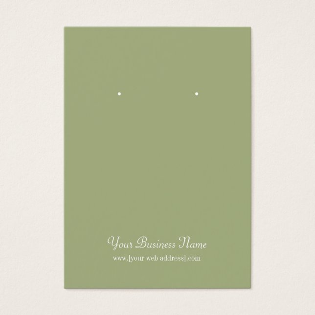 Cartes De Visite Sage Olive Green Plain Simple Custom Earrage Card (Devant)