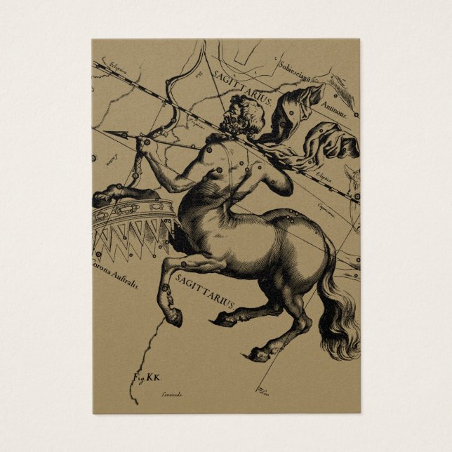 Cartes De Visite Sagittarius Constellation Hevelius 1690 Engraving (Devant)