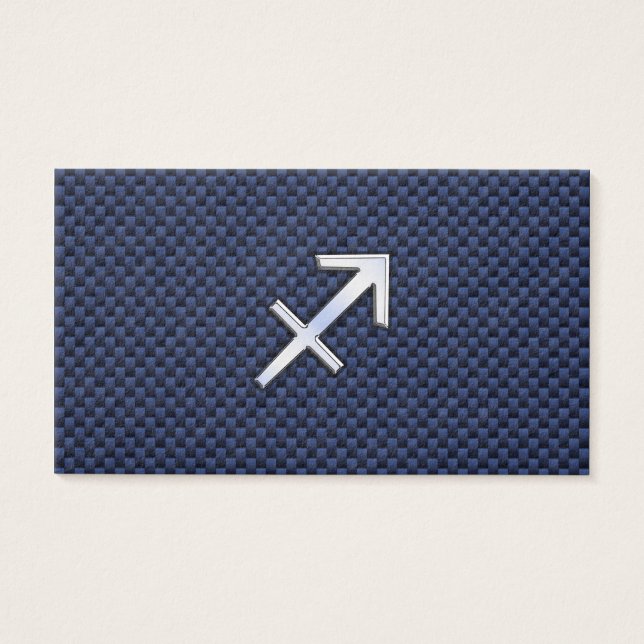 Cartes De Visite Sagittarius Zodiac Sign on Blue Carbon Fibre Print (Devant)