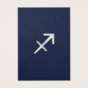 Cartes De Visite Sagittarius Zodiac Sign on Blue Carbon Fibre Print