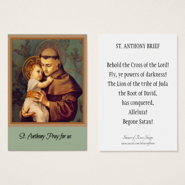 Cartes De Visite Saint Antoine de Padoue (Devant & derrière)